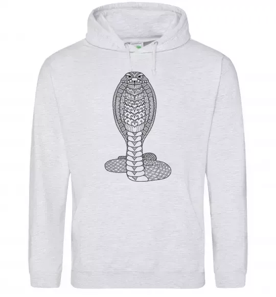 Женская толстовка (худи) Кобра візерунок Серый меланж фото
