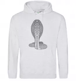 Женская толстовка (худи) Кобра контур тонкий Серый меланж фото