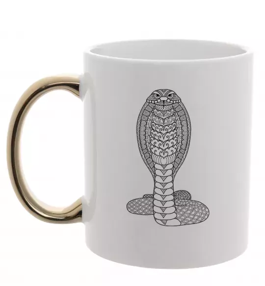 Чашка с цветной ручкой Кобра візерунок Золото фото