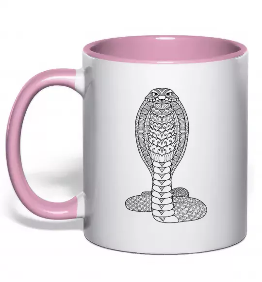 Чашка с цветной ручкой Кобра візерунок Нежно розовый фото