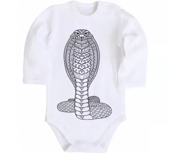 Дитячий бодік Кобра візерунок Білий фото