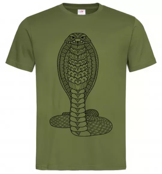 Чоловіча футболка Кобра візерунок Оливковий фото