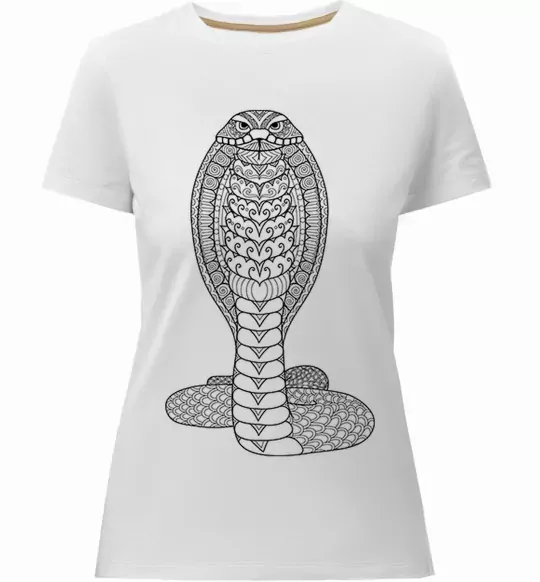 Жіноча преміум футболка Кобра візерунок Білий фото