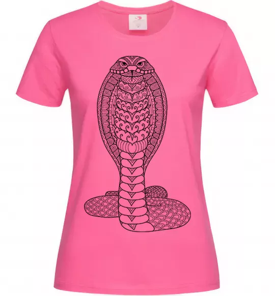 Женская футболка Кобра візерунок Ярко-розовый фото