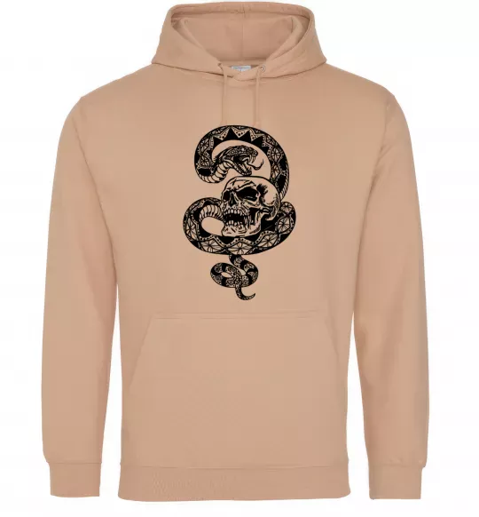 Чоловіча толстовка (худі) Змія з візерунком і череп Пісочний фото