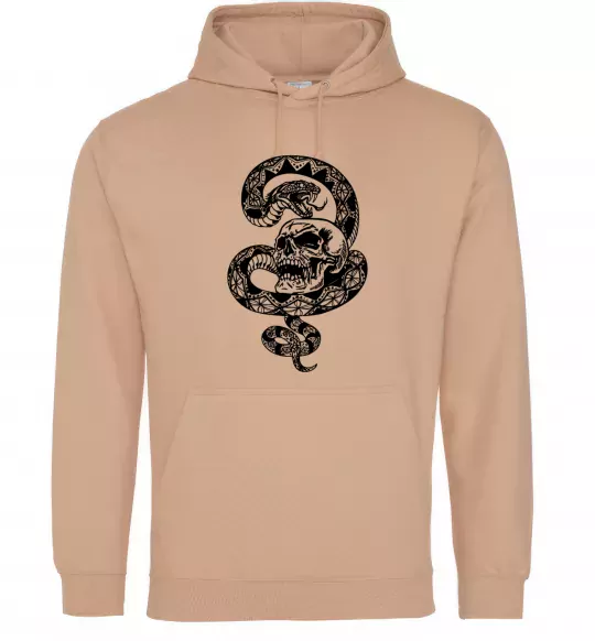 Жіноча толстовка (худі) Змія з візерунком і череп Пісочний фото