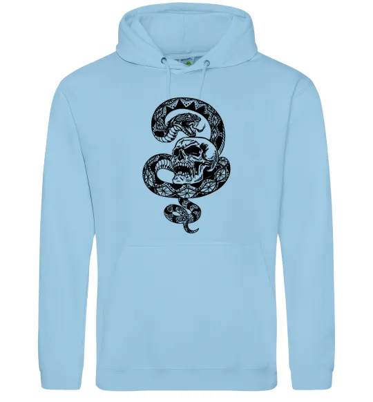 Жіноча толстовка (худі) Змія з візерунком і череп Блакитний фото
