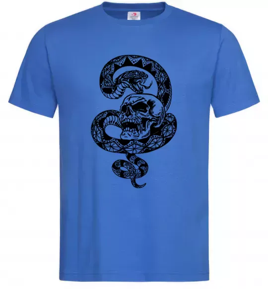 Чоловіча футболка Змія з візерунком і череп Яскраво-синій фото