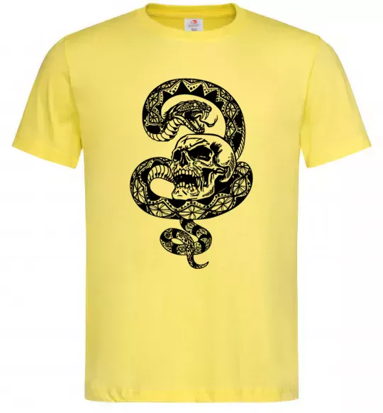 Чоловіча футболка Змія з візерунком і череп Лимонний фото