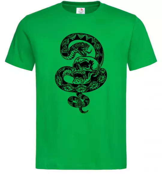 Чоловіча футболка Змія з візерунком і череп Зелений фото