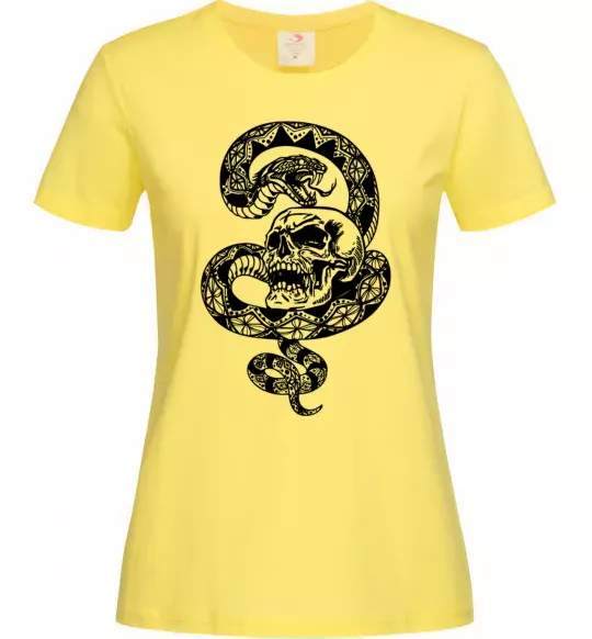 Женская футболка Змія з візерунком і череп Лимонный фото