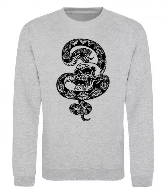 Свитшот Змія з візерунком і череп Серый меланж фото