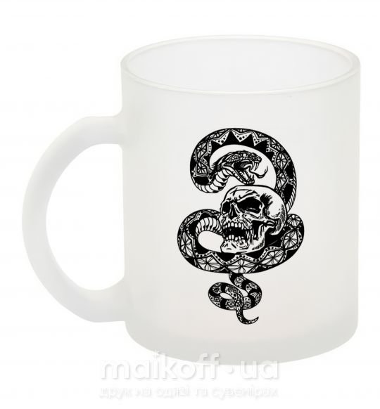 Чашка стеклянная Змея с узором и череп Фроузен фото