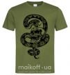 Мужская футболка Змея с узором и череп Оливковый фото