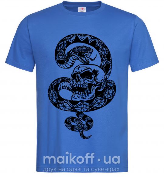 Мужская футболка Змея с узором и череп Ярко-синий фото