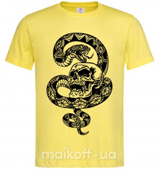 Мужская футболка Змея с узором и череп Лимонный фото