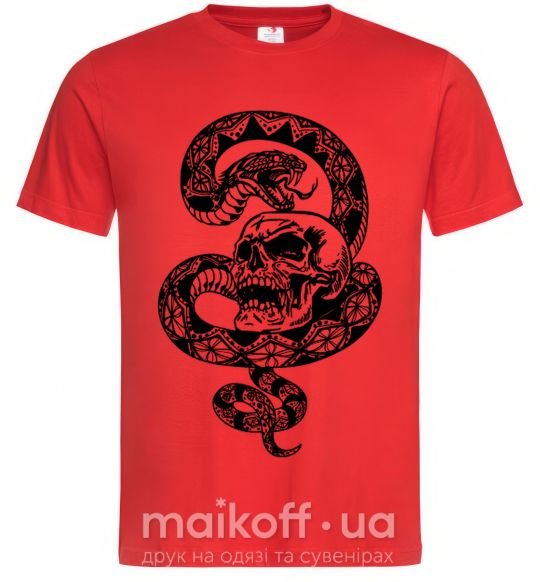 Мужская футболка Змея с узором и череп Красный фото