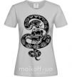 Женская футболка Змея с узором и череп Серый фото
