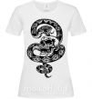 Женская футболка Змея с узором и череп Белый фото