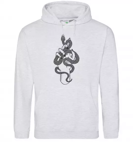 Женская толстовка (худи) Жіноча рука зі змією Серый меланж фото