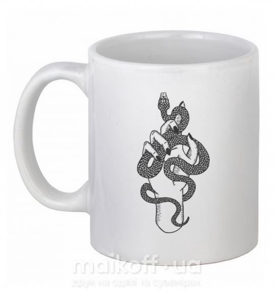 Чашка керамічна Женская рука со змеей Білий фото