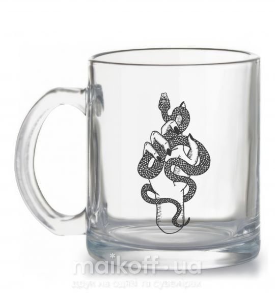 Чашка стеклянная Женская рука со змеей Прозрачный фото