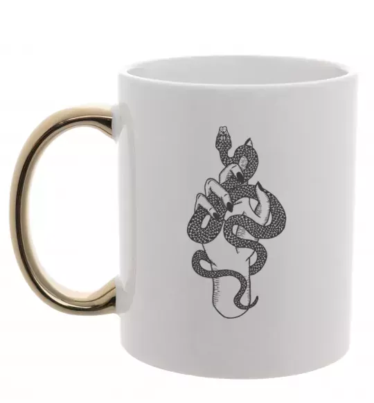 Чашка с цветной ручкой Жіноча рука зі змією Золото фото