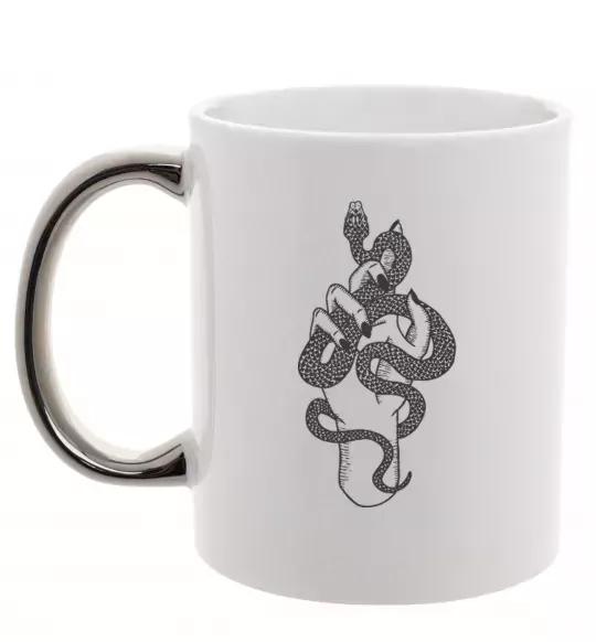 Чашка с цветной ручкой Жіноча рука зі змією Серебро фото