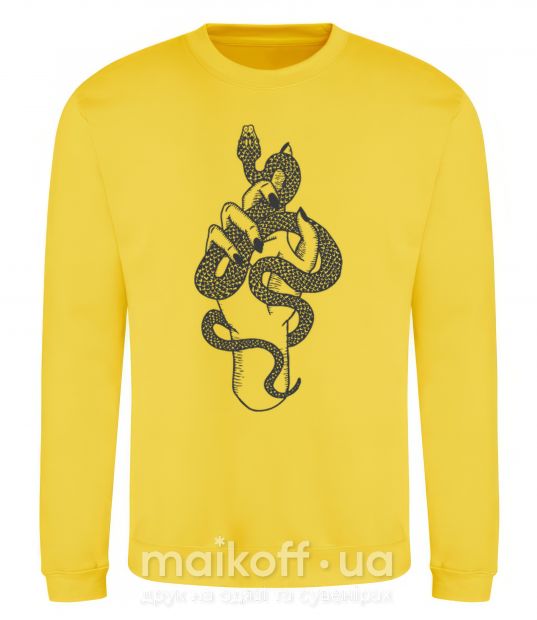 Світшот Женская рука со змеей Сонячно жовтий фото