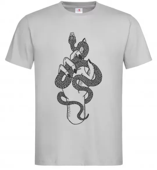 Чоловіча футболка Жіноча рука зі змією Сірий фото