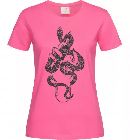 Женская футболка Жіноча рука зі змією Ярко-розовый фото