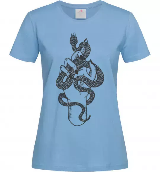 Женская футболка Жіноча рука зі змією Голубой фото