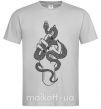 Мужская футболка Женская рука со змеей Серый фото