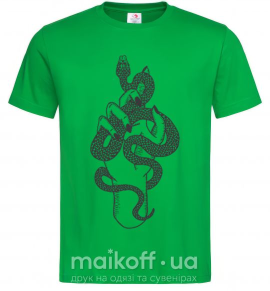 Мужская футболка Женская рука со змеей Зеленый фото
