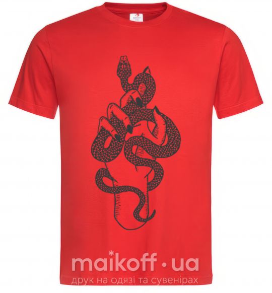 Мужская футболка Женская рука со змеей Красный фото