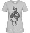 Женская футболка Женская рука со змеей Серый фото