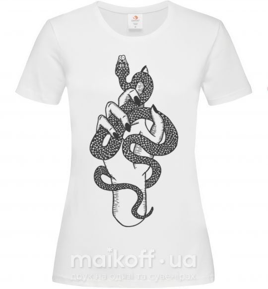 Жіноча футболка Женская рука со змеей Білий фото