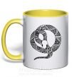 Чашка з кольоровою ручкою Змея круг Сонячно жовтий фото