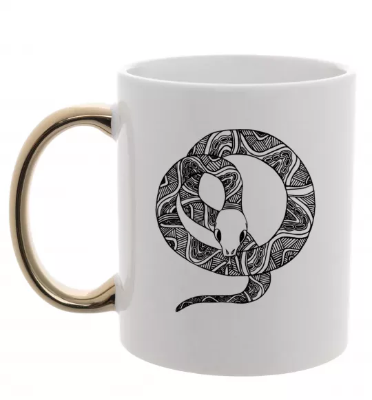 Чашка з кольоровою ручкою Змія круг Золото фото