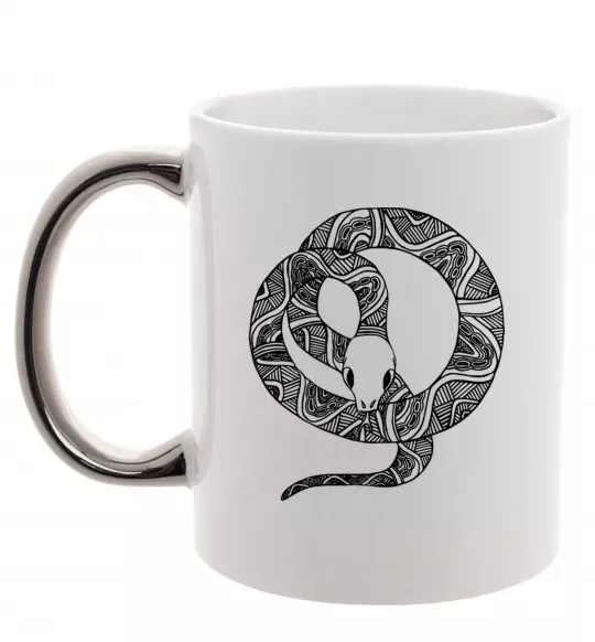 Чашка з кольоровою ручкою Змія круг Срібло фото