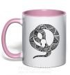 Чашка з кольоровою ручкою Змея круг Ніжно рожевий фото