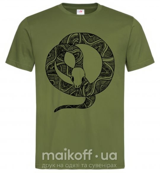 Мужская футболка Змея круг Оливковый фото