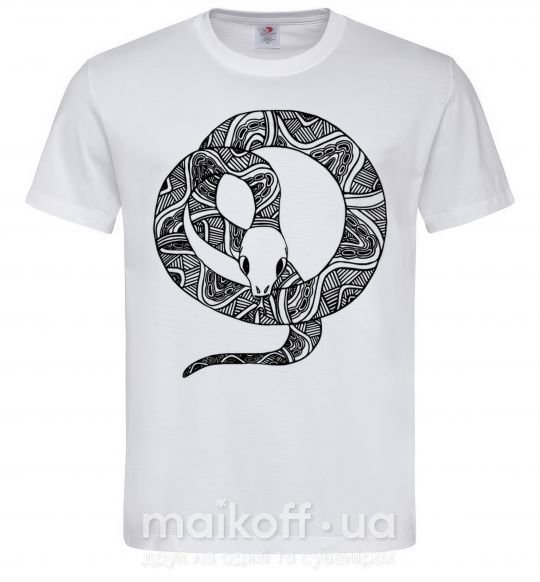 Мужская футболка Змея круг Белый фото
