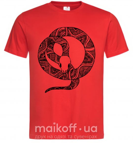 Мужская футболка Змея круг Красный фото