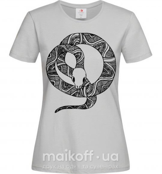 Женская футболка Змея круг Серый фото