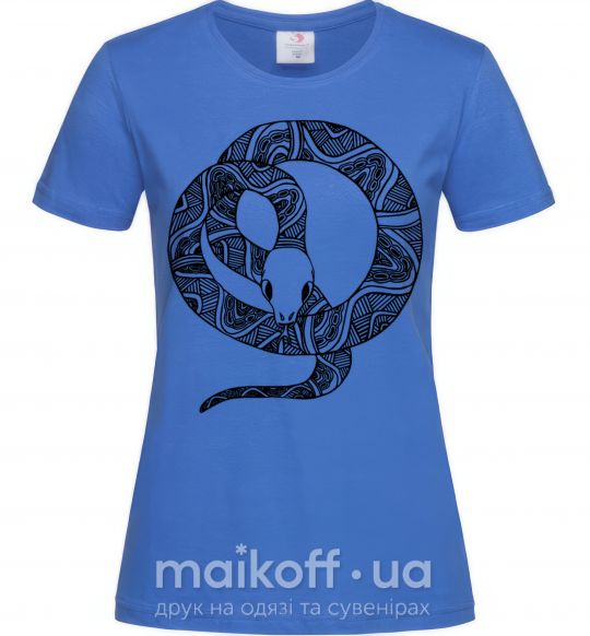 Женская футболка Змея круг Ярко-синий фото