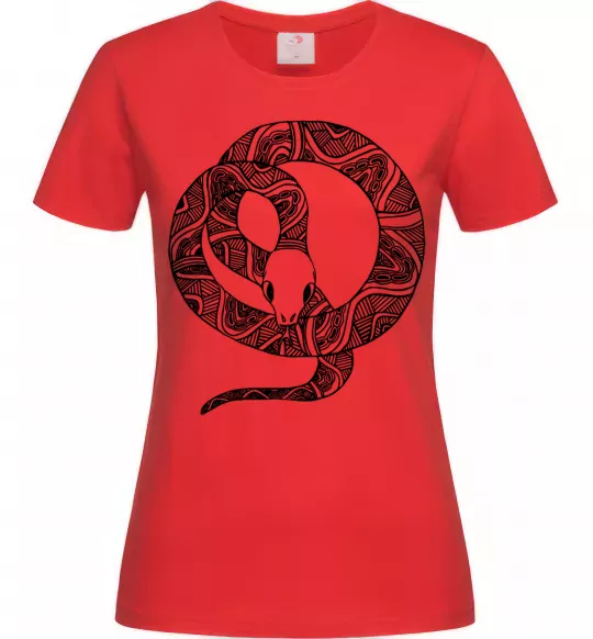 Жіноча футболка Змія круг Червоний фото
