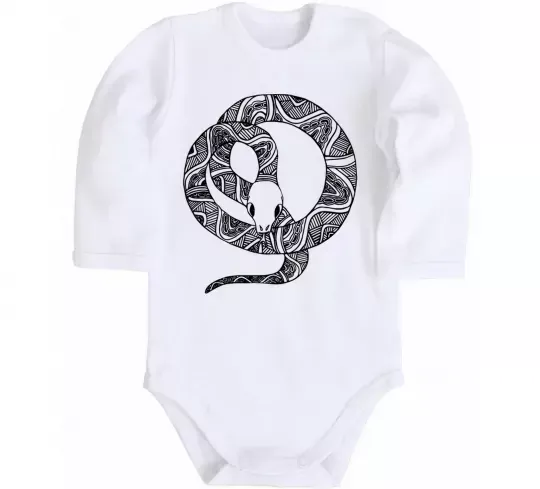 Дитячий бодік Змія круг Білий фото