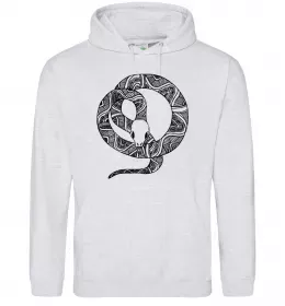 Мужская толстовка (худи) Кобра контур тонкий Серый меланж фото