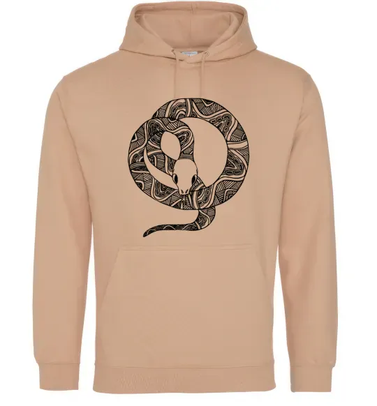 Мужская толстовка (худи) Змія круг Песочный фото